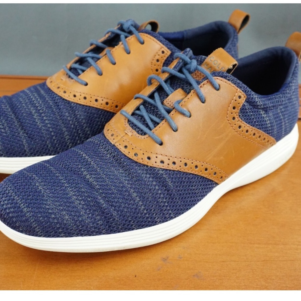 Cole Haan Grand Tour Men’s Knit Oxfords Blue/Tan Size 11 1/5